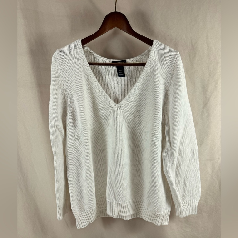 Lane Bryant Classic White V-Neck Sweater - 117